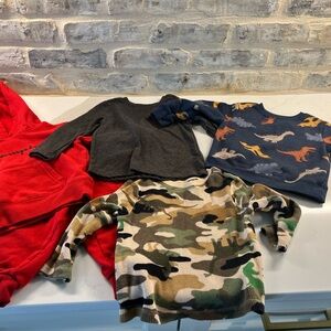 Kids Dinosaur and Camouflage Long Sleeve Tops boys bundle